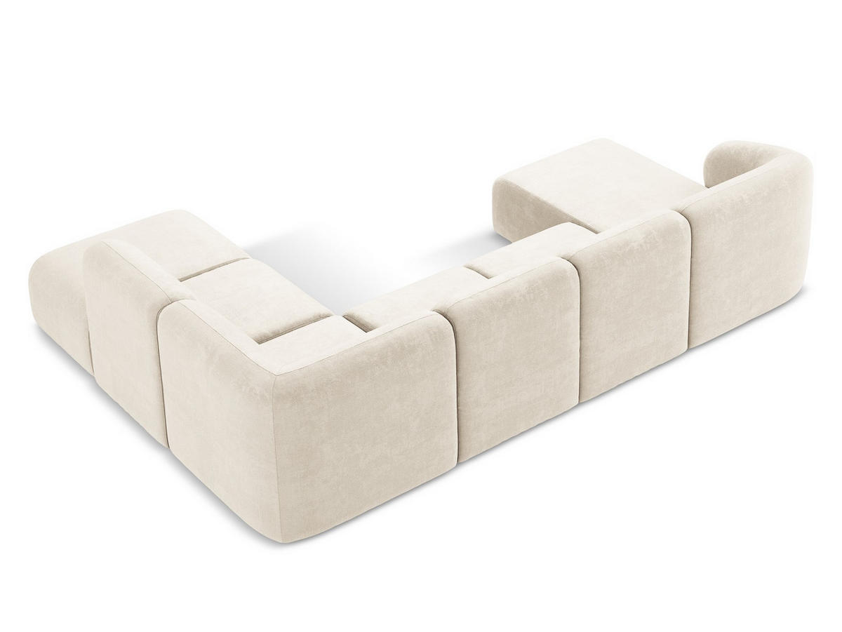 ECKSOFA Links Chenille Stoff Orange - Terracotta/Schwarz, Holzwerkstoff/Kunststoff (178/166cm) - Makamii