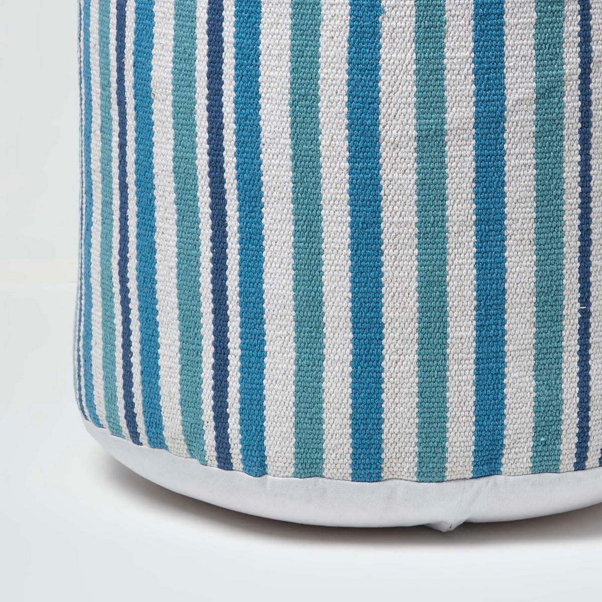 SITZPOUF rund mit blauen Streifen, 40/40/45 cm - Blau, Textil (45/40/45cm) - Homescapes