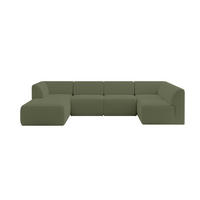 WOHNLANDSCHAFT Ottomane Links MOVA 345x180x78 Grün Bouclé - Schwarz/Grün, Holzwerkstoff/Kunststoff (180/78/345cm) - ALTDECOR