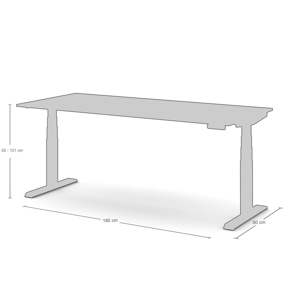 SCHREIBTISCH Elektrisch Höhenverstellbarer Familien Schreibtisch Pitino Curved Schwarz Signalweiß 180/80/52.5-121cm - Schwarz/Weiß, Holzwerkstoff/Metall (80/180/121cm) - ASSMANN