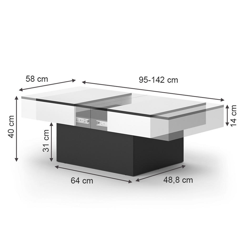Thumbnail - Vicco Couchtisch, Schwarz, Holzwerkstoff, 1 Fächer, Rechteckig,Rechteckig, 95x40x58 cm, Wohnzimmer, Wohnzimmertische, Co...