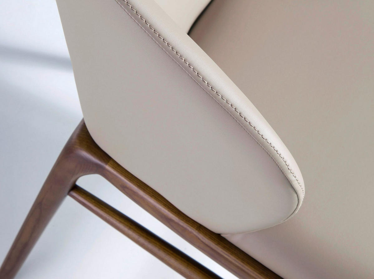 STUHL Ökolederstuhl Nerz dunkel 55/60/76 cm - Taupe/Fango, Leder/Holz (55/76/60cm) - ANGEL CERDA