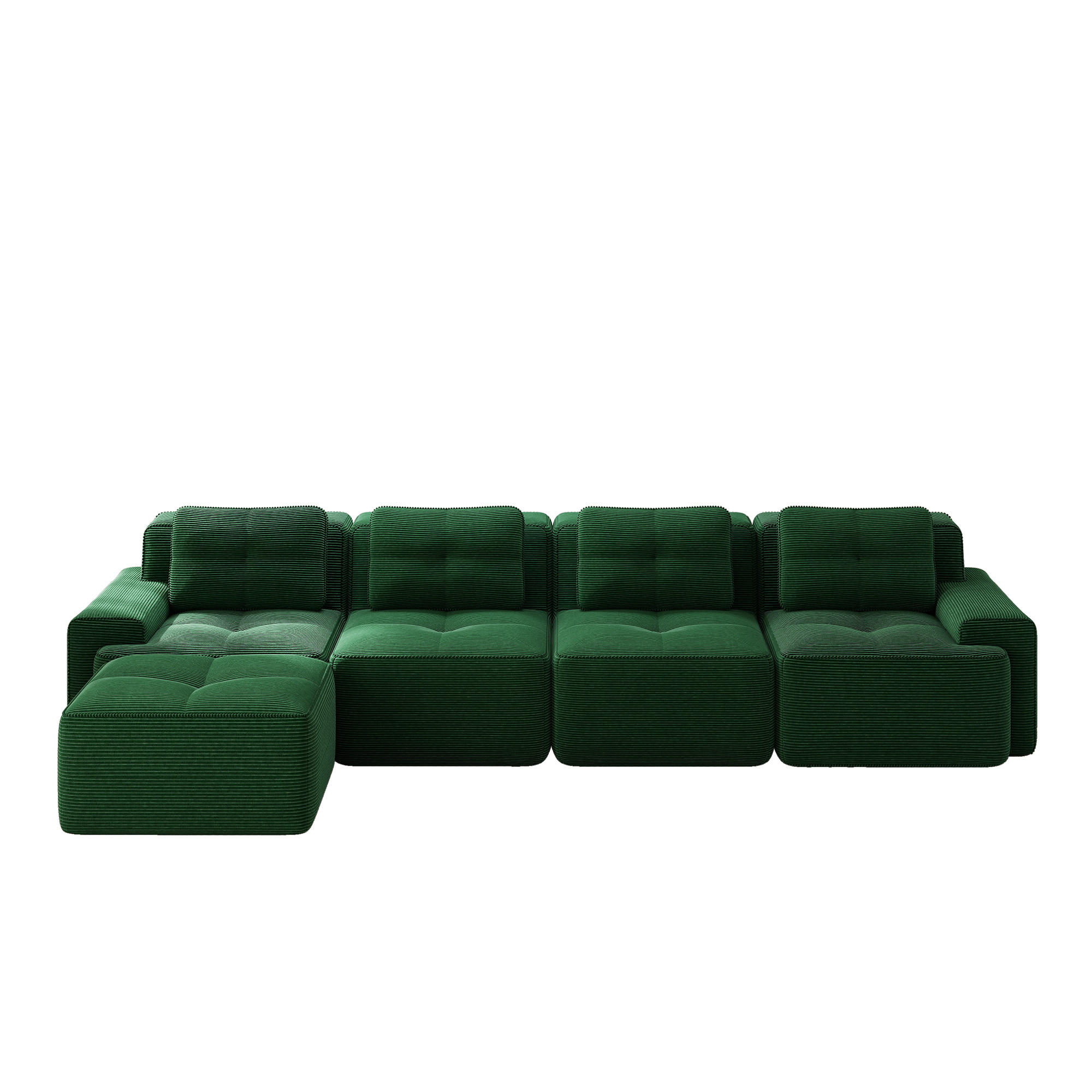 ECKSOFA 382/177/69 cm Grün Cord mit Ottoman - Grün, Textil (382/177cm) - Oxeza