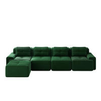 ECKSOFA 382/177/69 cm Grün Cord mit Ottoman - Grün, Textil (382/177cm) - Oxeza