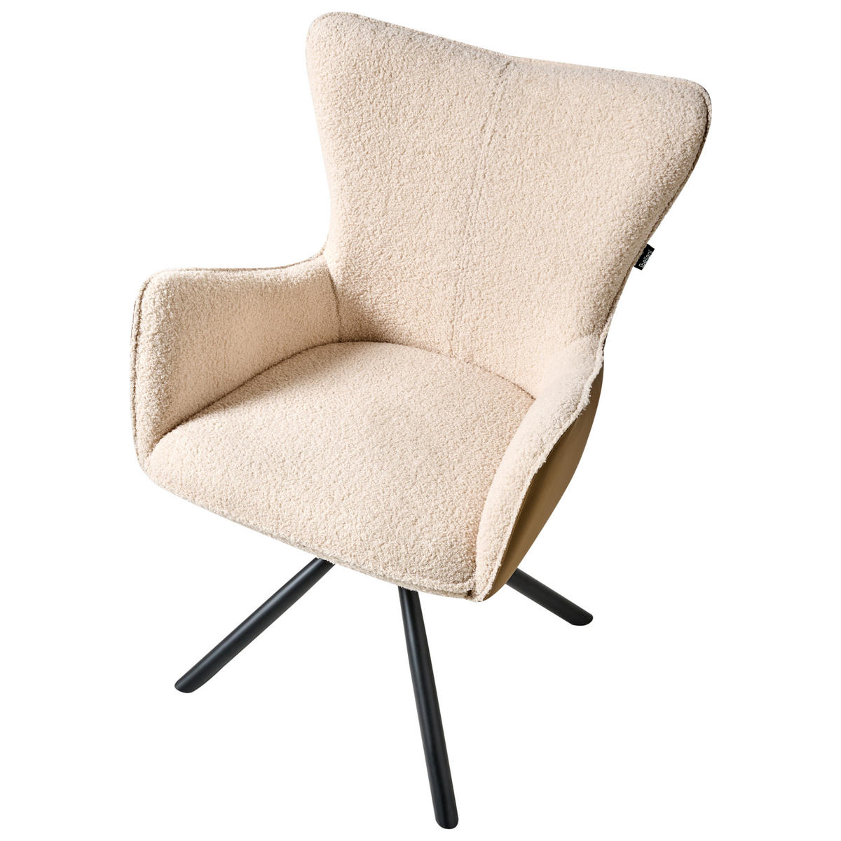 ESSZIMMERSTUHL 2er-Set Hellbeige Novi - Beige/Schwarz, Textil (60/89/68cm) - Beliani