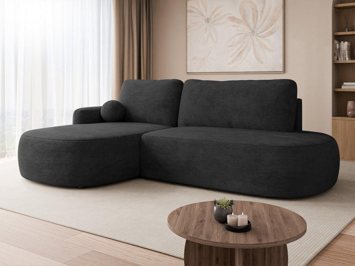 ECKSOFA Loridu O, Seite: Links - Anthrazit/Schwarz, Holz/Kunststoff (274/174cm) - MIRJAN24