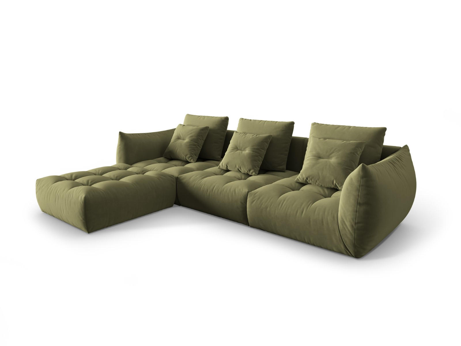 ECKSOFA modular links Bloom aus Samt hellgrün 2 Sitzplätze - Hellgrün, Textil (216/332cm) - Micadoni