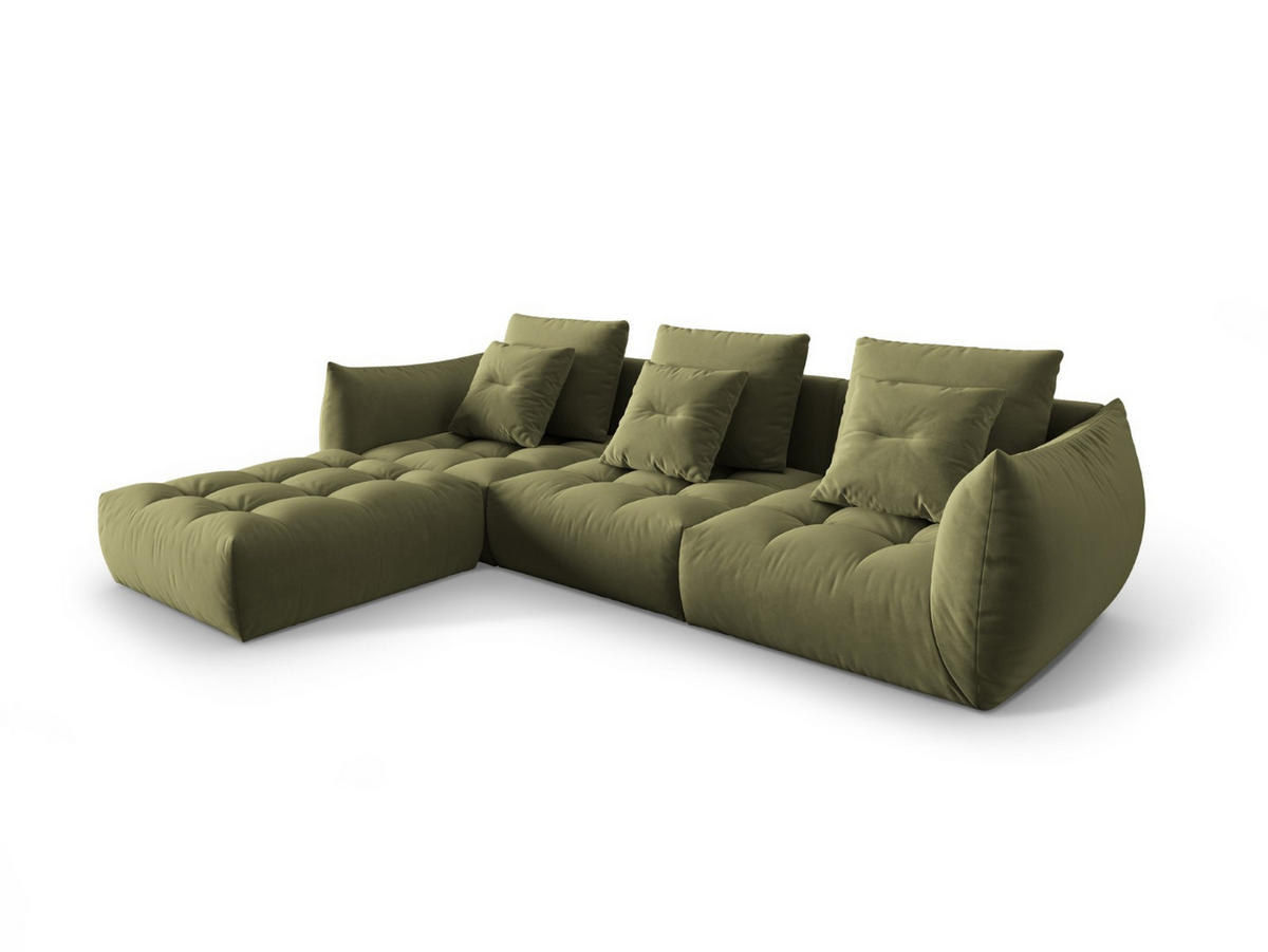 ECKSOFA modular links Bloom aus Samt hellgrün 2 Sitzplätze - Hellgrün, Textil (216/332cm) - Micadoni