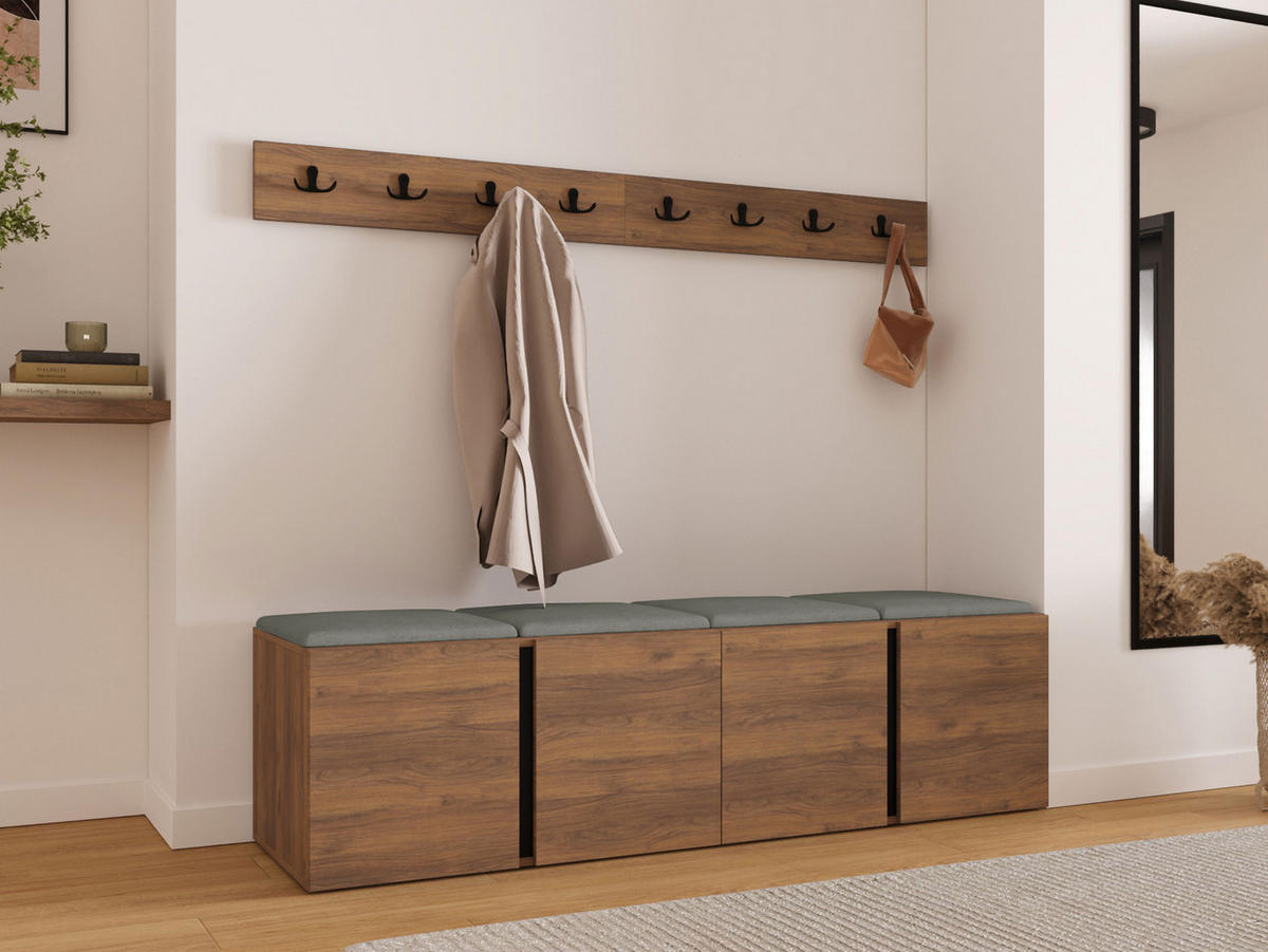 MOBILIER PENTRU HOL Orion VII - culoare lemn de nuc/gri, material plastic/compozit lemnos (168/42/46cm) - MIRJAN24