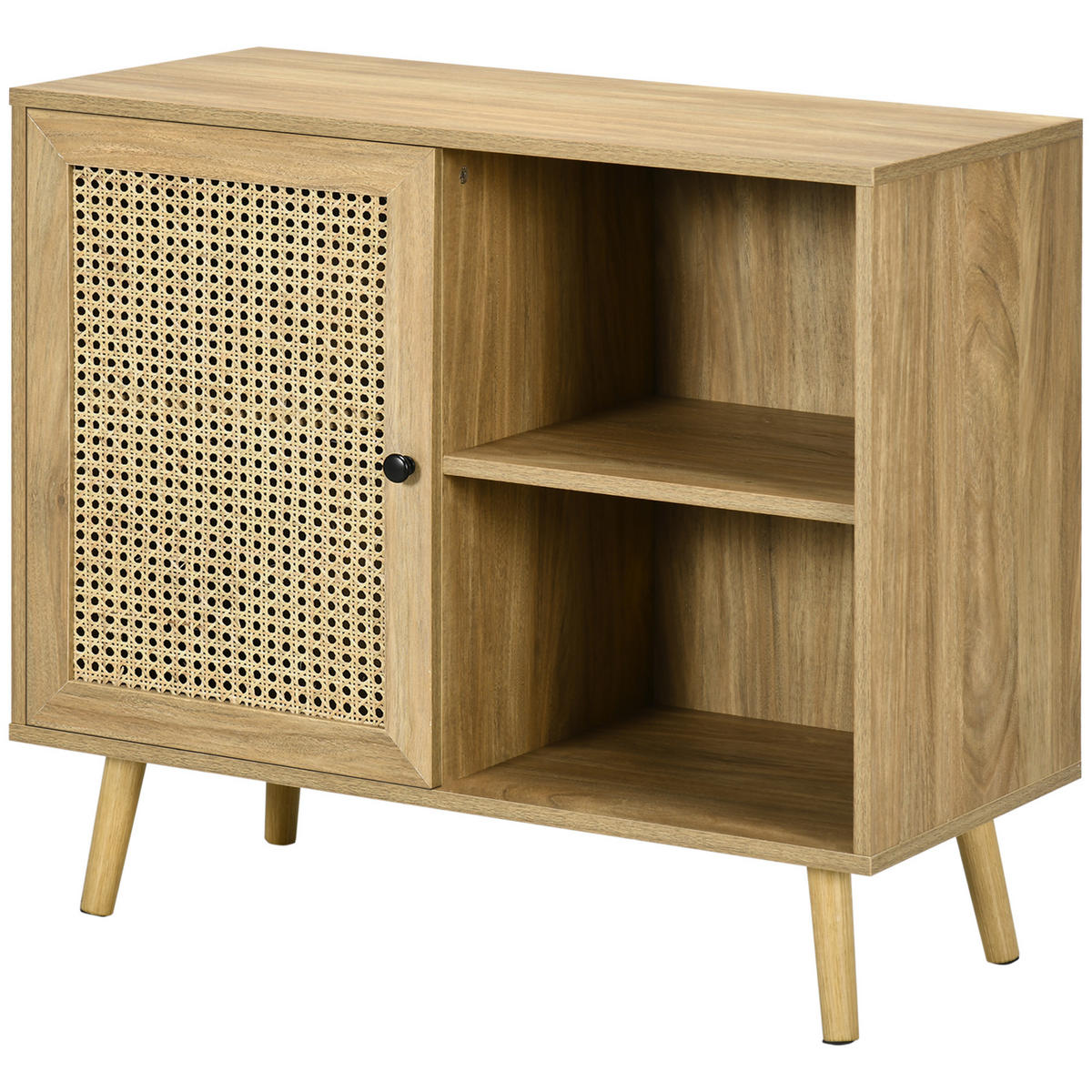 SIDEBOARD Holzoptik mit Rattan-Geflecht, 80/39/70 cm - Naturfarben, Holz (80/70/39cm) - PANGIVO