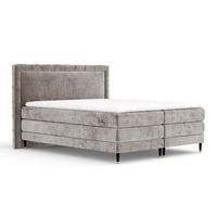 BOXSPRINGBETT Rimini Beige 200/200 cm mit Matratze und Topper - Beige/Schwarz, Holz/Holzwerkstoff (200/200cm) - Maison de Reve