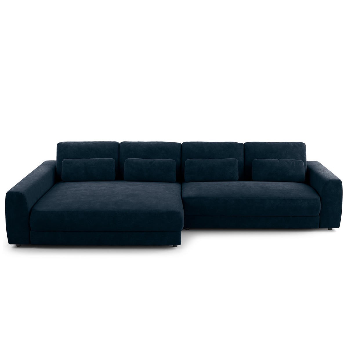 ECKSOFA mit XXL-Longchair - Blau/Schwarz, Kunststoff/Textil (323/182cm) - home24