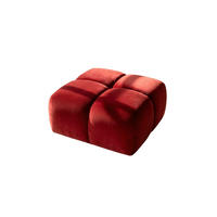 HOCKER, Pouf, Veloursstoff Bluvel, Rotwein, Averro - Weinrot, Holz (88/42/88cm) - Kaiser Möbel