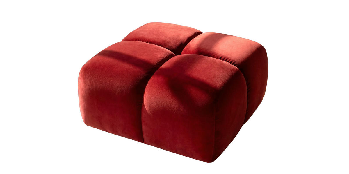 HOCKER, Pouf, Veloursstoff Bluvel, Rotwein, Averro - Weinrot, Holz (88/42/88cm) - Kaiser Möbel