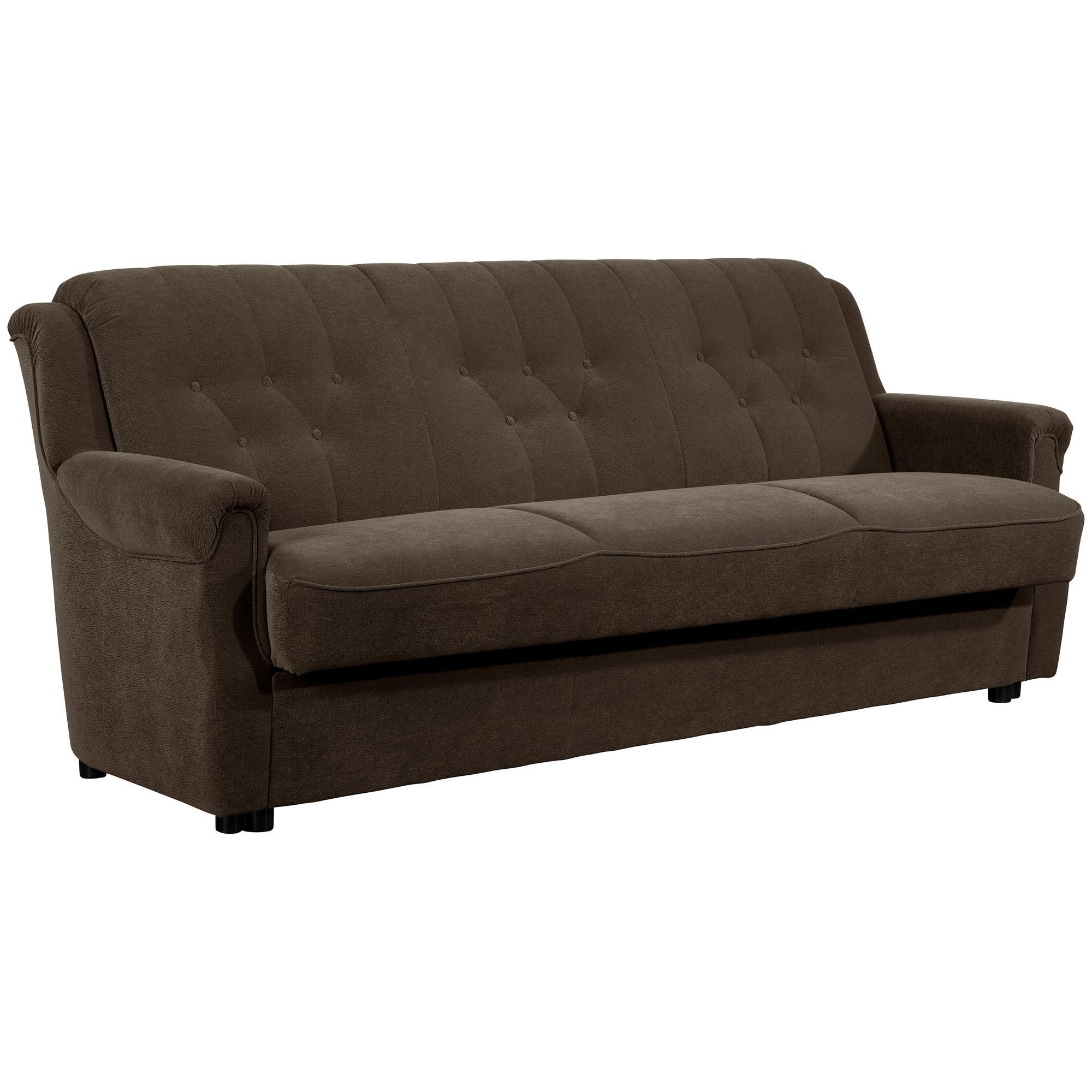 SOFA 3-Sitzer mit Bettfunktion Kaylyn Flockstoff braun - Braun, Kunststoff (207/89/83cm) - 58aufmkessel