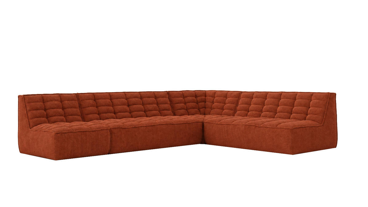 ROHOVÁ SEDAČKA modulární ve tvaru L, plyšová tkanina Pop, Měděná, Levá strana, LAZY L - měděná, dřevo (333/253cm) - Kaiser Möbel