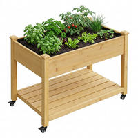 HOCHBEET - Hellbraun, Holz/Textil (105/84/56.5cm) - Relaxdays