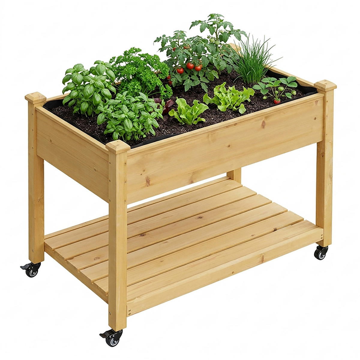 HOCHBEET - Hellbraun, Holz/Textil (105/84/56.5cm) - Relaxdays