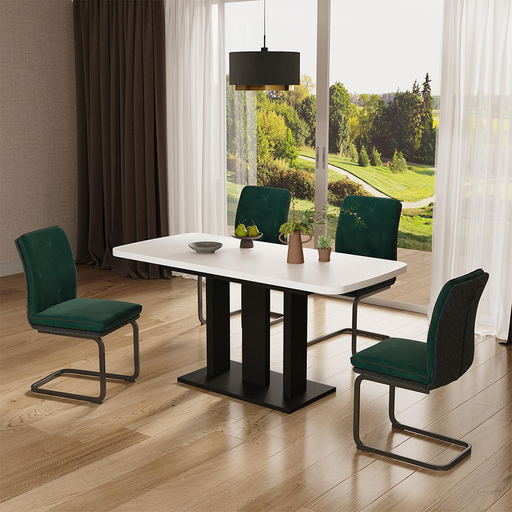 ROZKLÁDACÍ JÍDELNÍ STŮL Fenaro Černá/bílá - bílá/černá, kompozitní dřevo (80/120/77.3cm) - Vicco