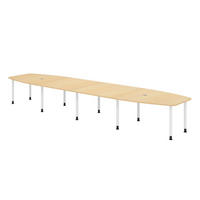KONFERENZTISCH XXL KT52 130/520/74 cm in Ahornfarben/Füße in Weiß - Ahornfarben/Weiß, Holzwerkstoff (130/520/74cm) - bümö