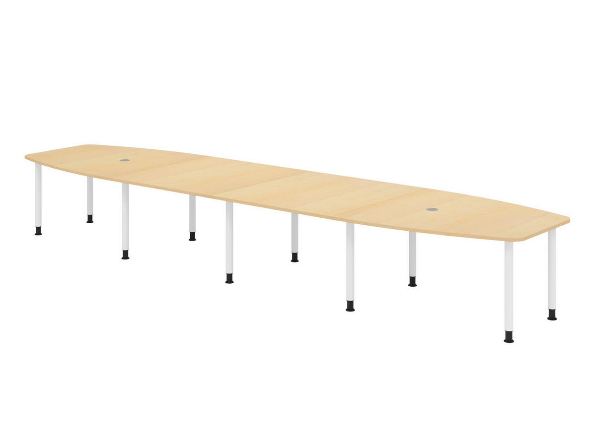 KONFERENZTISCH XXL KT52 130/520/74 cm in Ahornfarben/Füße in Weiß - Ahornfarben/Weiß, Holzwerkstoff (130/520/74cm) - bümö