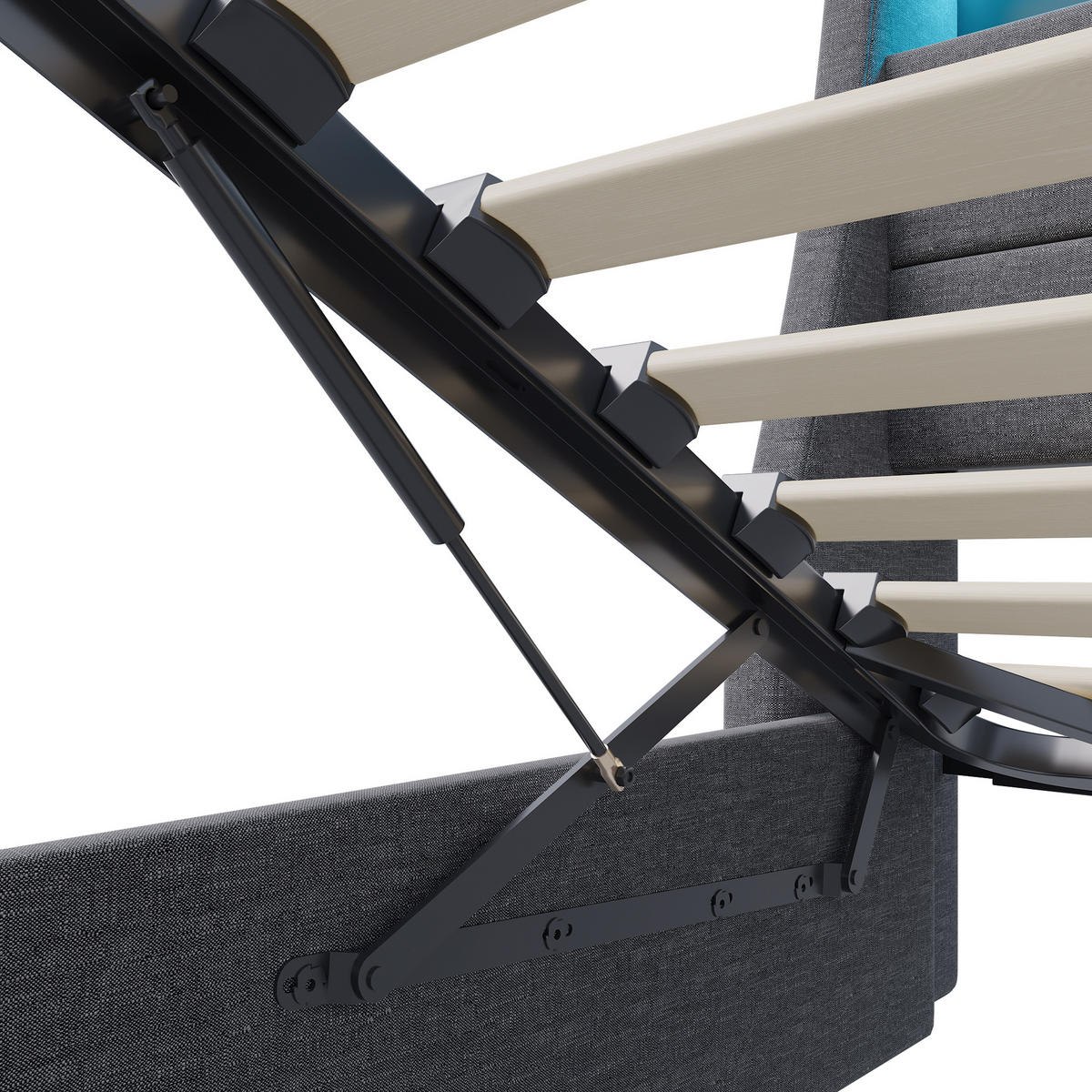 POLSTERBETT 160x200 cm LED USB Stauraum Kopfteil Lattenrost Leinen grau - Grau, Holz (160/200cm) - LEBENLANG