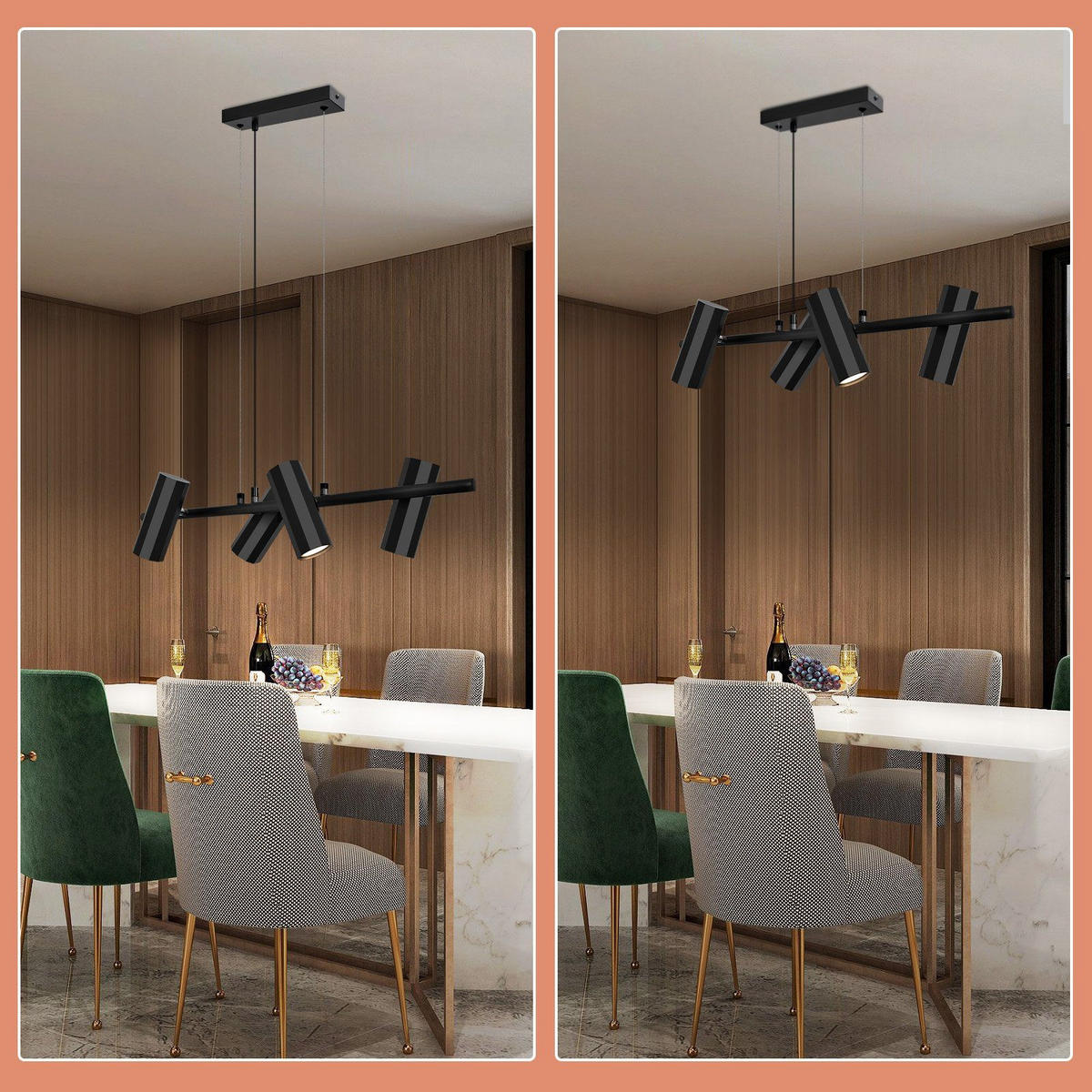 HÄNGELEUCHTE Stärke 4-flammig 66/6/170 cm - Schwarz, Metall (66/6/170cm) - Nettlife