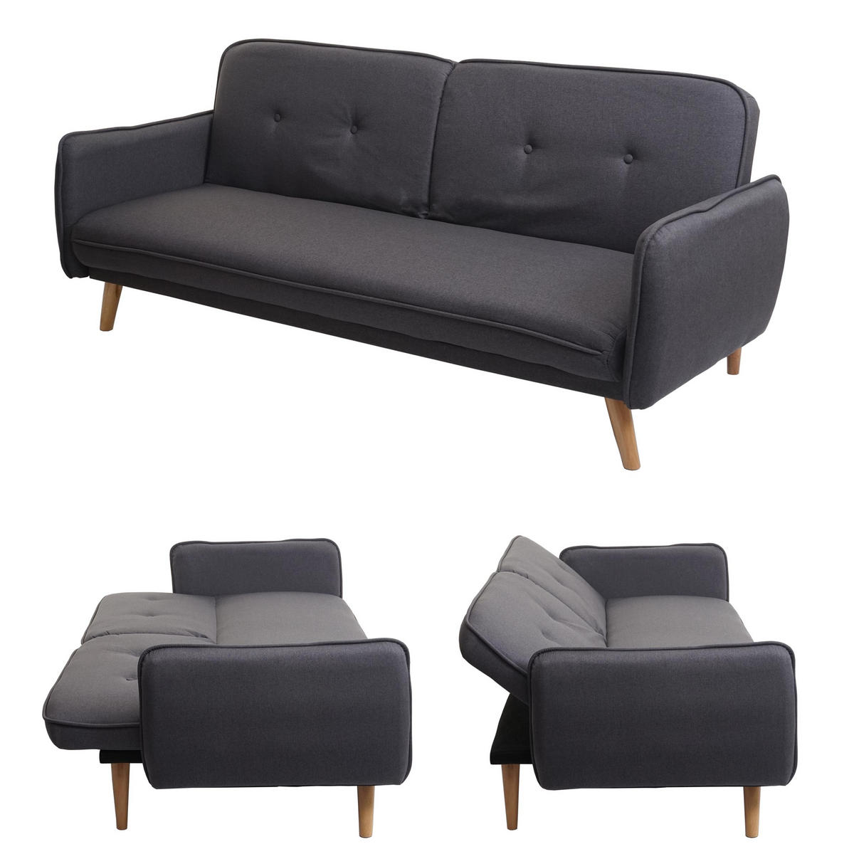 SCHLAFSOFA Anthrazit - Anthrazit, Textil (185/78/85cm) - MCW