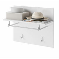 GARDEROBENPANEEL weiß Hochglanz 60 cm, Wandgarderobe mit Kleiderhaken - Weiß, Holzwerkstoff/Metall (60/49/26cm) - Inn.Furn