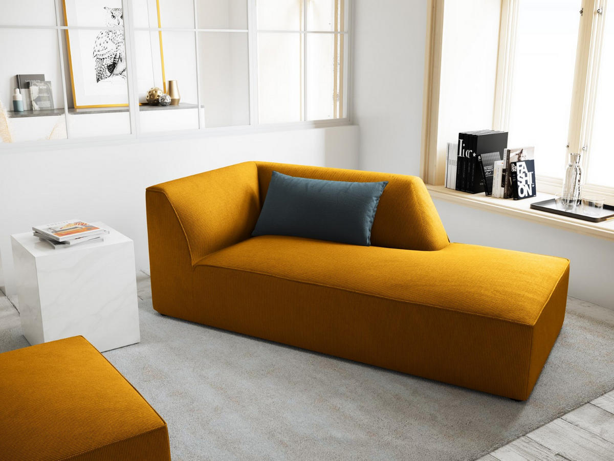 CHAISELONGUE rechts Ruby aus Cord gelb - Gelb, Textil (93/69/180cm) - Micadoni