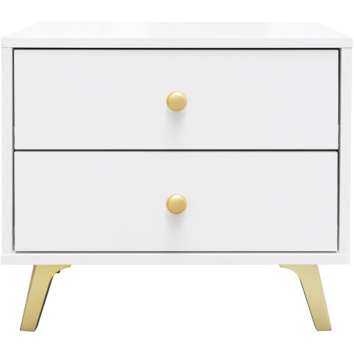 NACHTTISCH Solea mit 2 Schubladen, Weiß - Goldfarben/Weiß, Holzwerkstoff (54/48/41cm) - Beautysofa