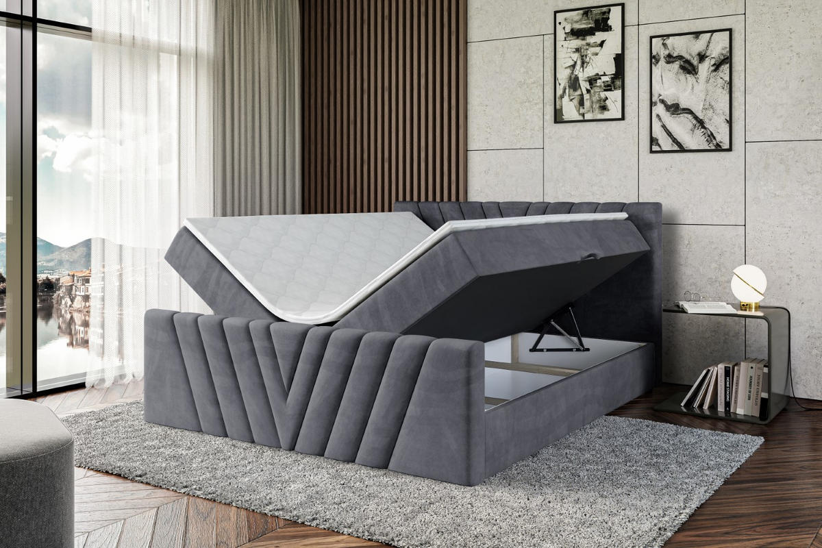 BOXBETT ERNINA-Z - 140x200 cm - H4 - Dunkelgrau - Dunkelgrau, Holzwerkstoff (140/200cm) - ALTDECOR