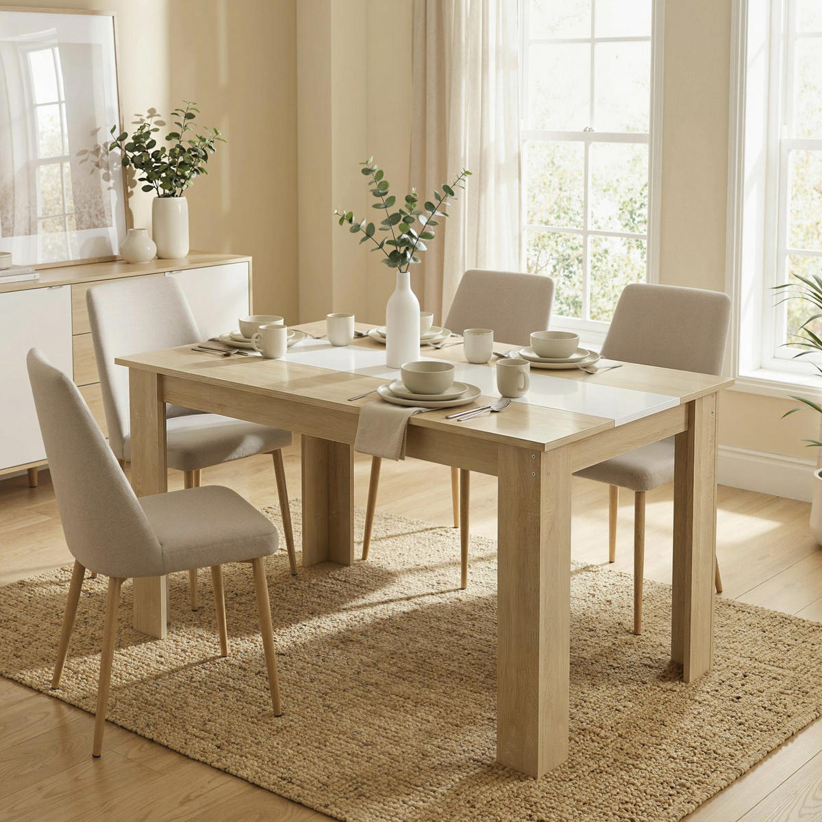 ESSTISCH Eichefarben Weiß Zweifarbig 120/69/75 cm - Eichefarben, Holz (69/120/75cm) - PANGIVO