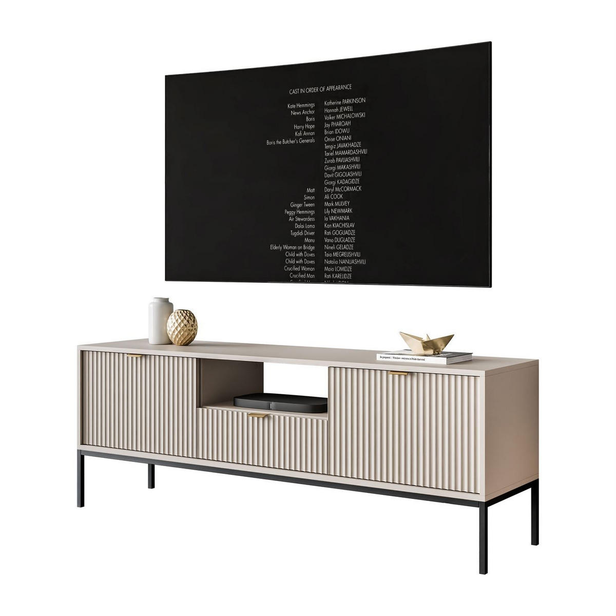 TV-ELEMENT CORTADO RTV154 KASCHMIR - Beige, Holzwerkstoff (154/56/39cm) - Lookway