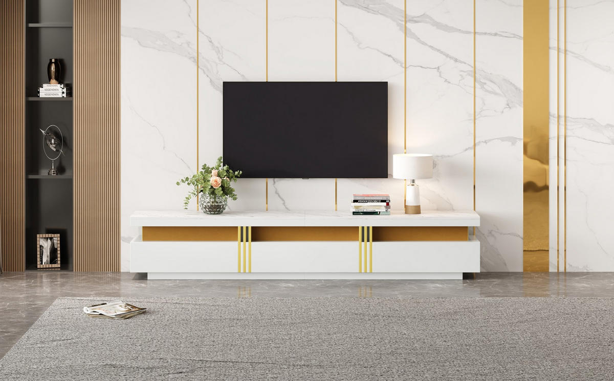 TV-LOWBOARD und Couchtisch-Set in Weiß 200/40/42 cm + 100/50/40 cm - Weiß, Holzwerkstoff (50/100/40cm) - Redom