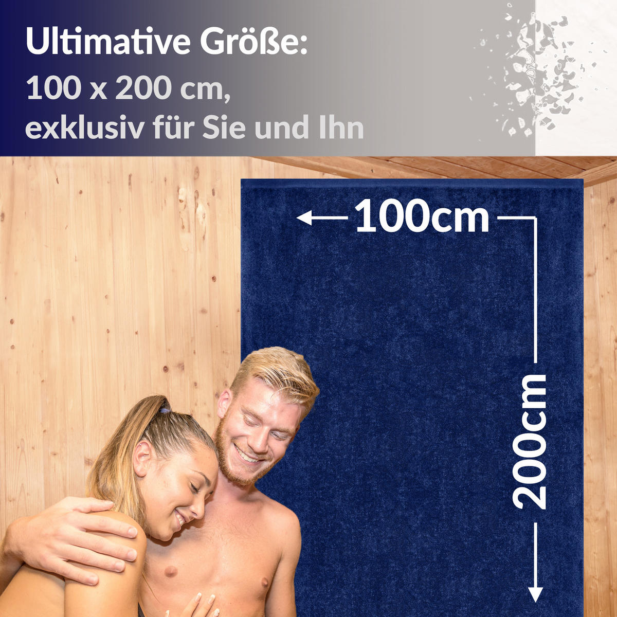 SAUNATUCH Lillby Marine Blau 100x200 cm - Dunkelblau, Textil (100/200cm) - Lashuma