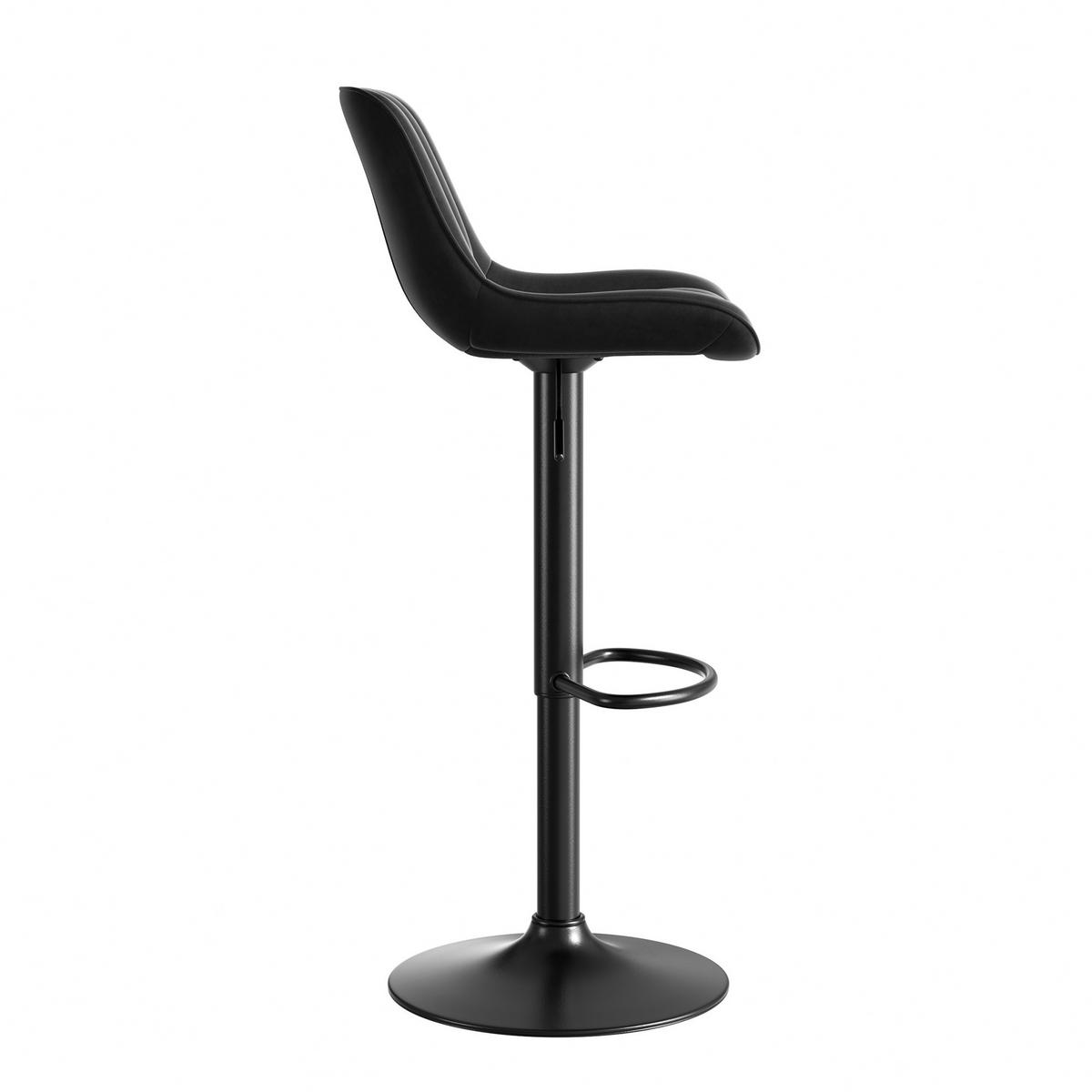 BARHOCKER 2er-Set Schwarz mit Samt, 360° drehbar und höhenverstellbar - Schwarz, Metall (47/86/46cm) - PANGIVO