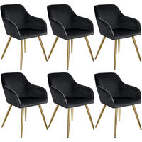 ESSZIMMERSTUHL 6er Set Marilyn 58 x 62 x 82 cm schwarz/gold - Goldfarben/Schwarz, Textil (58/82/62cm) - tectake