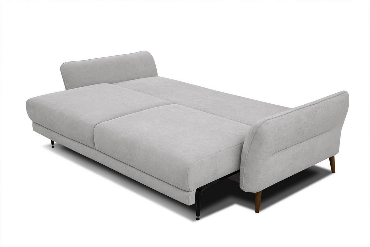 SOFA FIGARI 3-Sitzer mit Schlaffunktion, hellgrau - Hellgrau/Braun, Holz/Textil (232/90/107cm) - Courtois Laville