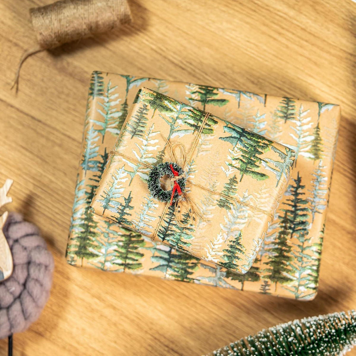 GESCHENKPAPIER Jumbo-Rolle Weihnachtsbaum-Design 43,2 cm x 10 m - Multicolor, Papier (4/4/43cm)
