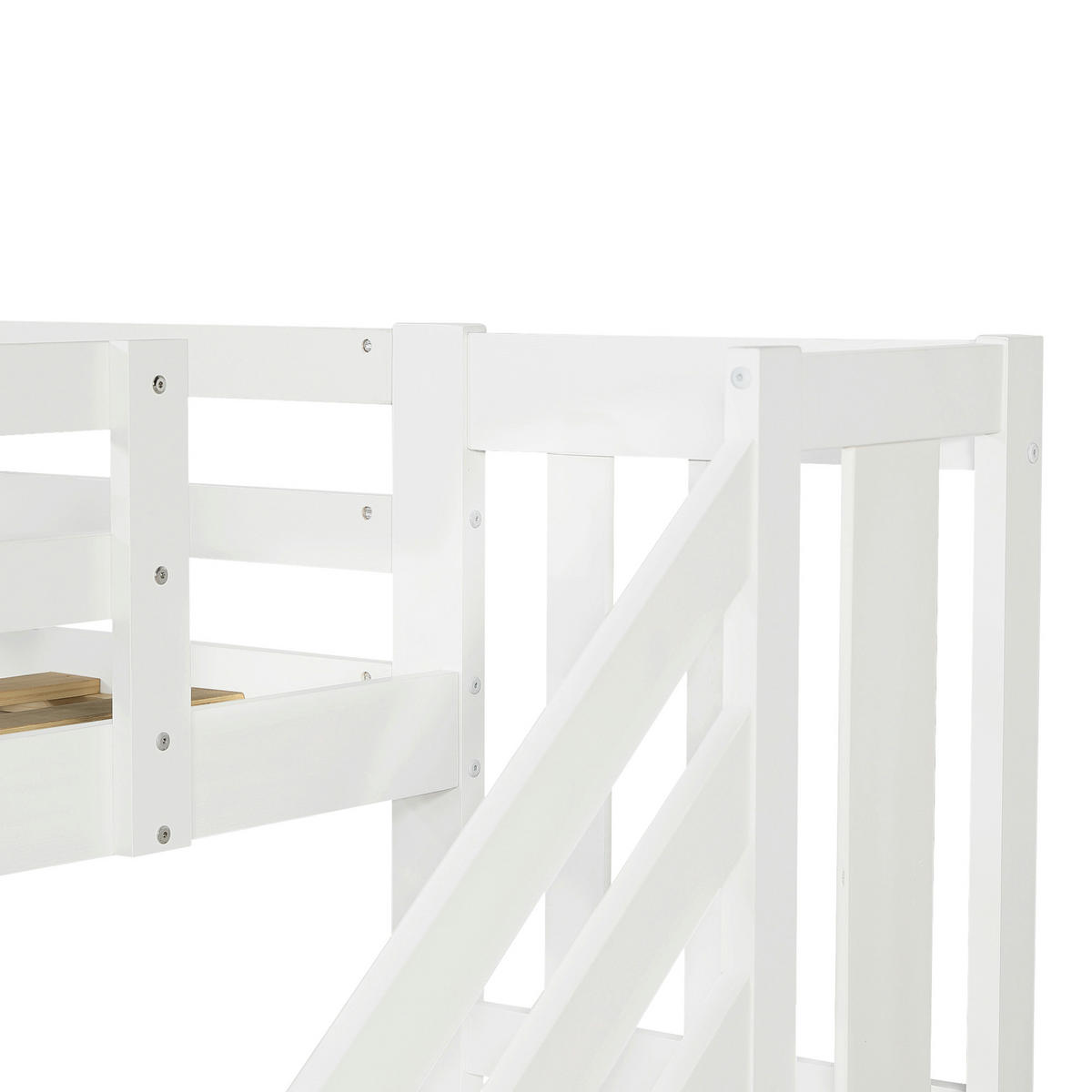HOCHBETT 90/200 cm DE-32743 mit Stauraumtreppe und LED Weiß/Pink - Pink, Holzwerkstoff (90/200cm) - ComfortXL