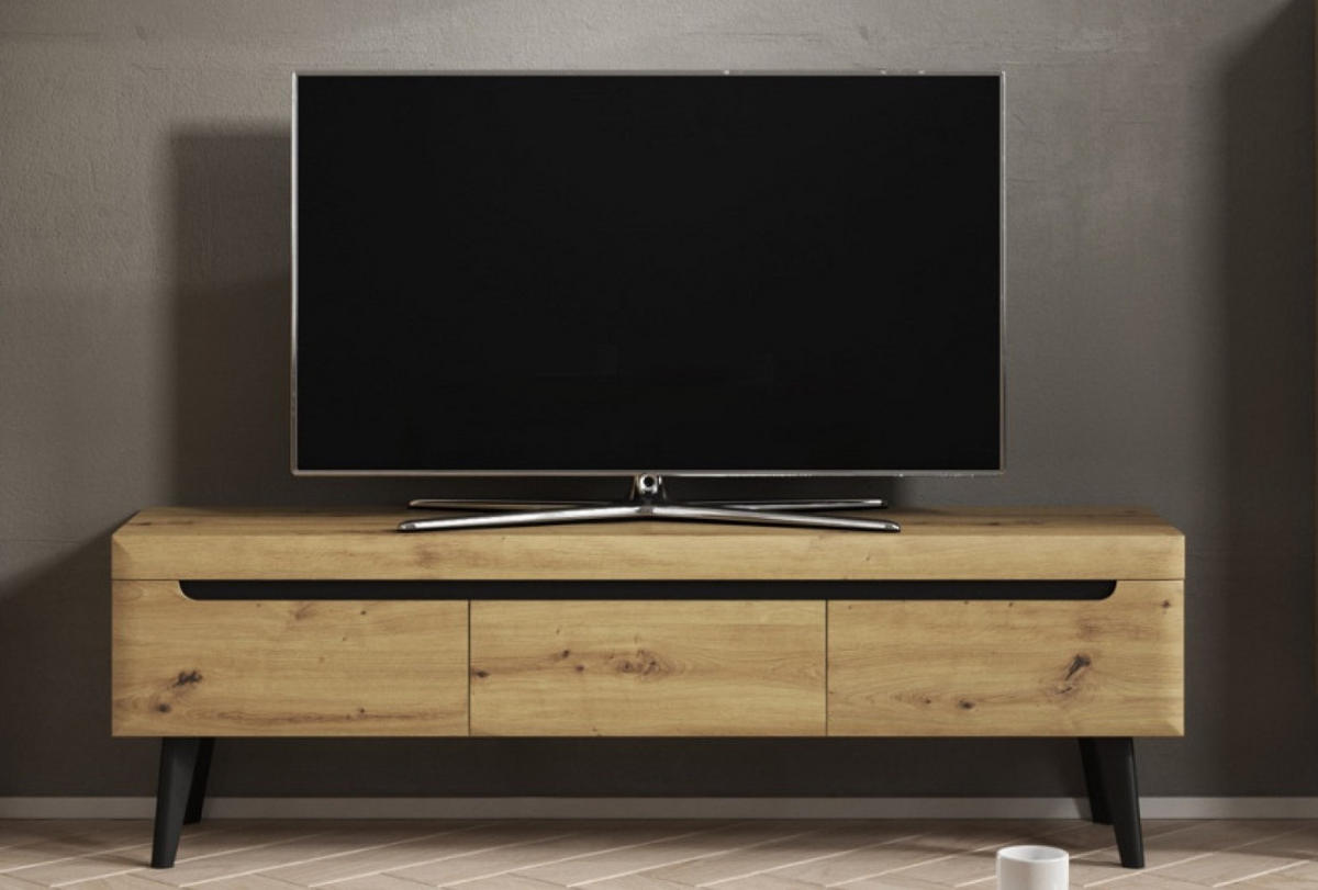 SCHRANK Schwarz Nordan TV-Schrank Artisan Eiche 160 cm - Schwarz, Holzwerkstoff (160/50/40cm) - Sepro Meble
