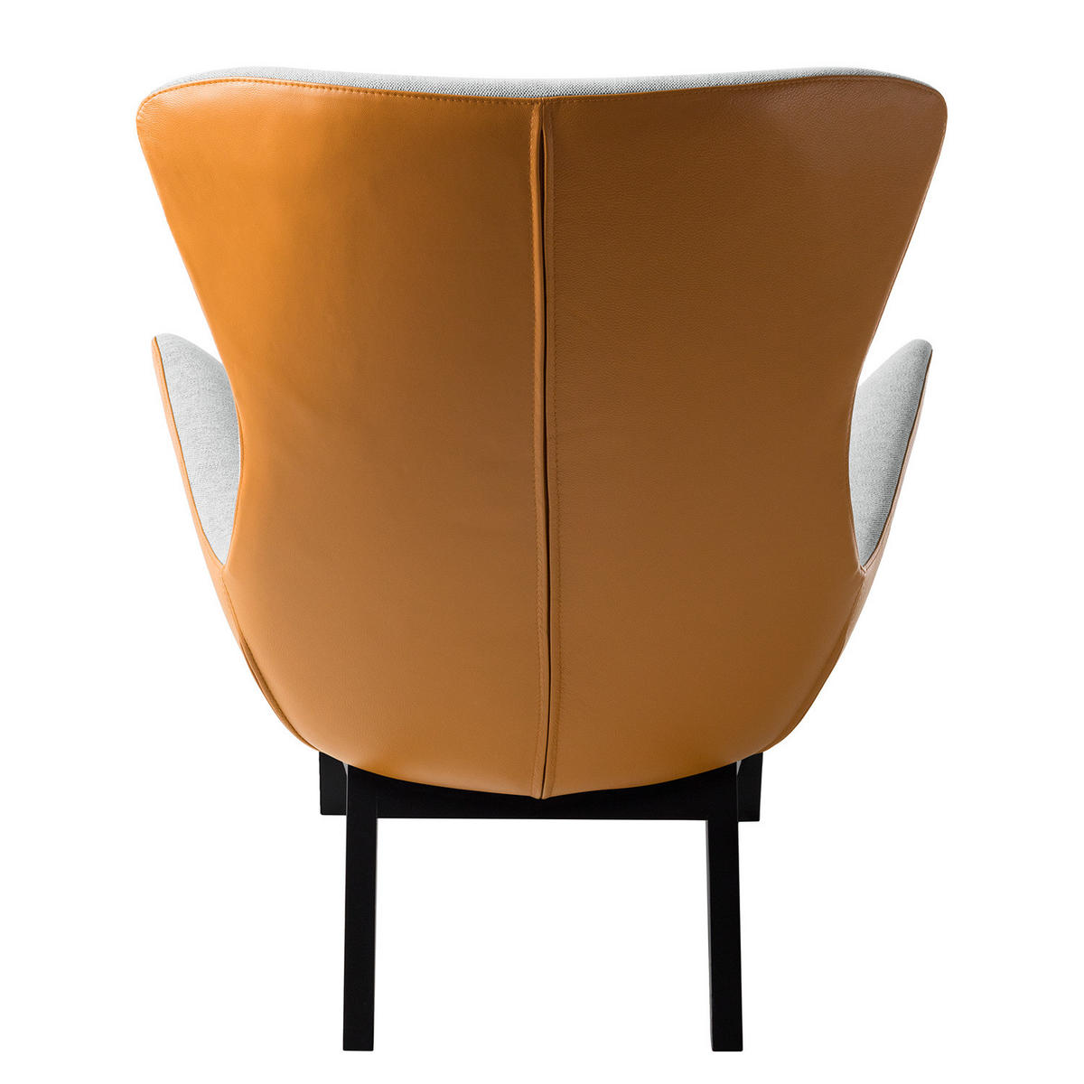 SESSEL mit Holzfüßen - Cognac/Hellgrau, Leder/Birkenholz (84/99/96cm) - home24