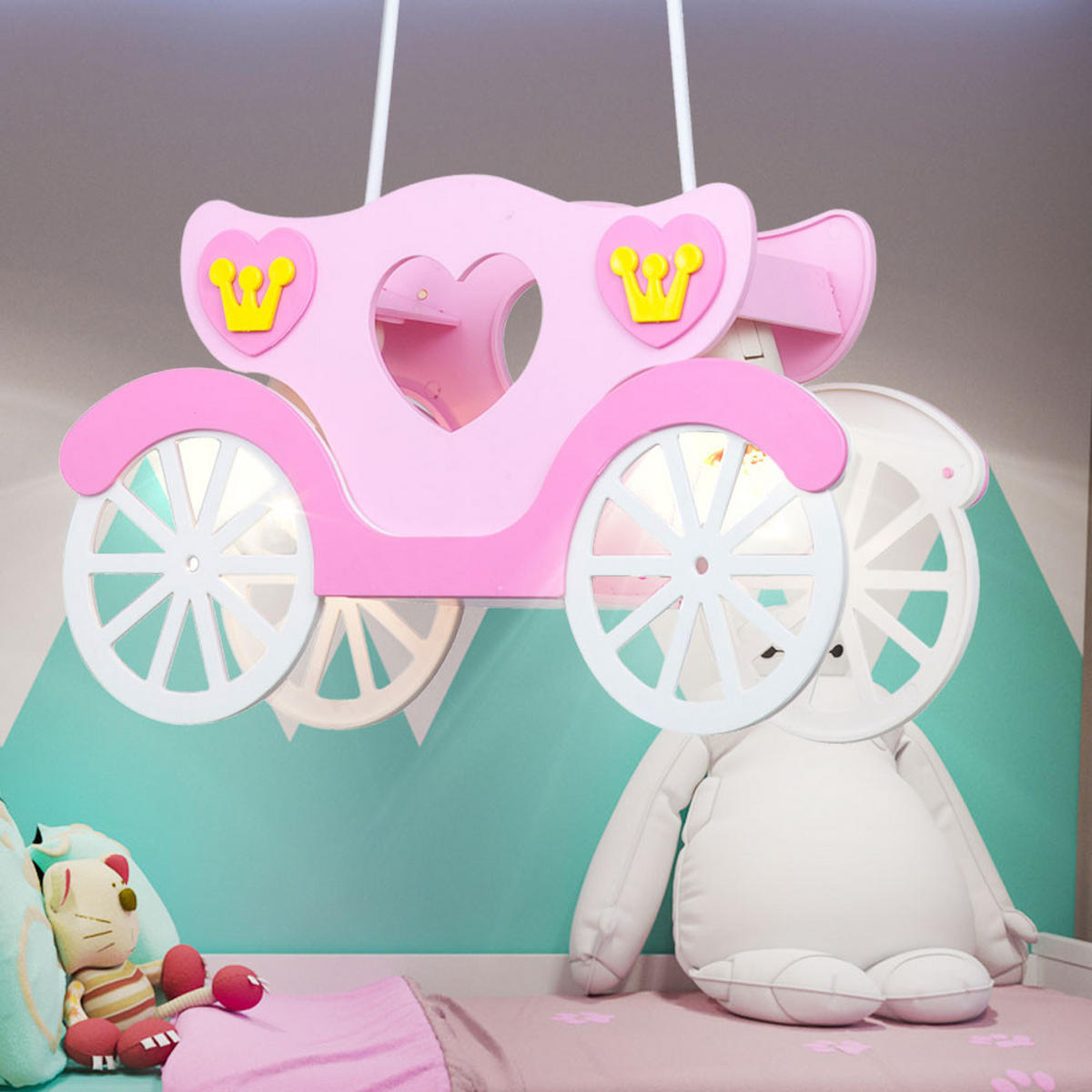 KINDERHÄNGELEUCHTE KITA Kunststoff Rosa - Rosa, Kunststoff (75/10.5/33cm) - Globo Lighting