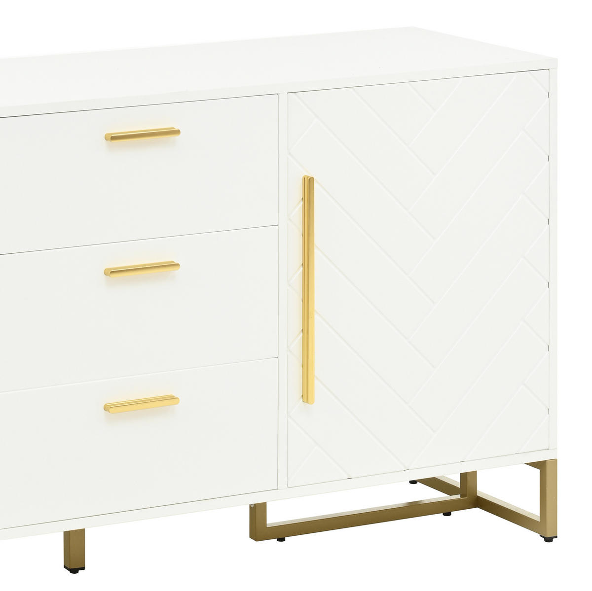 SIDEBOARD mit 3 Schubladen 2 Türen MDF Weiß - Weiß, Holzwerkstoff (145/75/40cm) - Meubliv