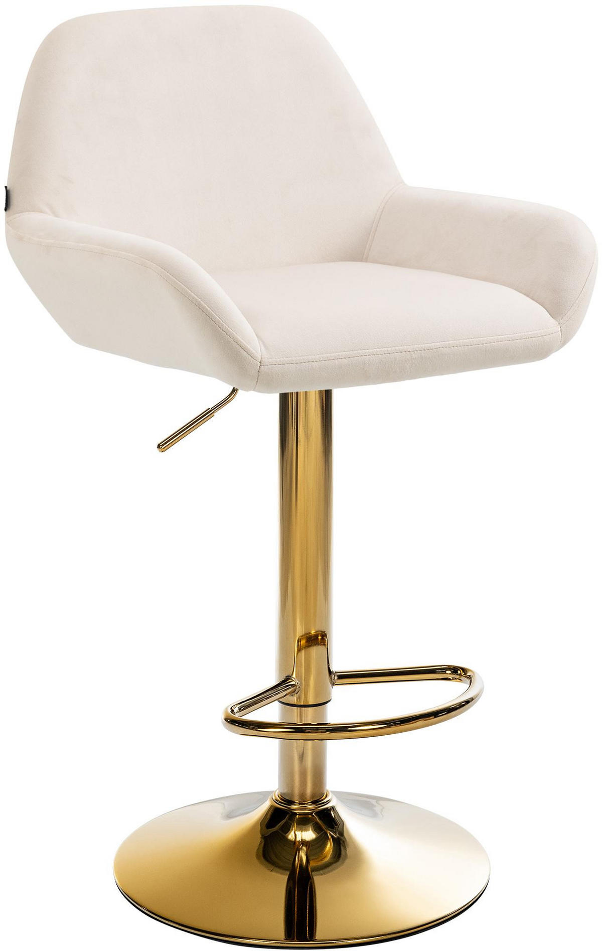 BARHOCKER Samt creme - Goldfarben/Creme, Textil/Metall (51/89/52cm) - CLP
