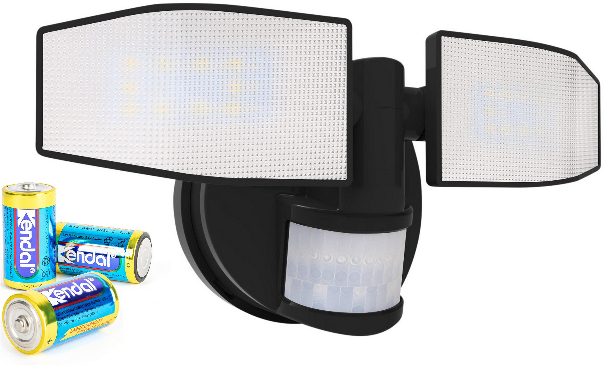 LED-BATTERIE Strahler mit Bewegungsmelder Batteriebetrieben 24x12x12,5cm schwarz - Schwarz, Kunststoff (11.5/24/12.5cm) - Northpoint