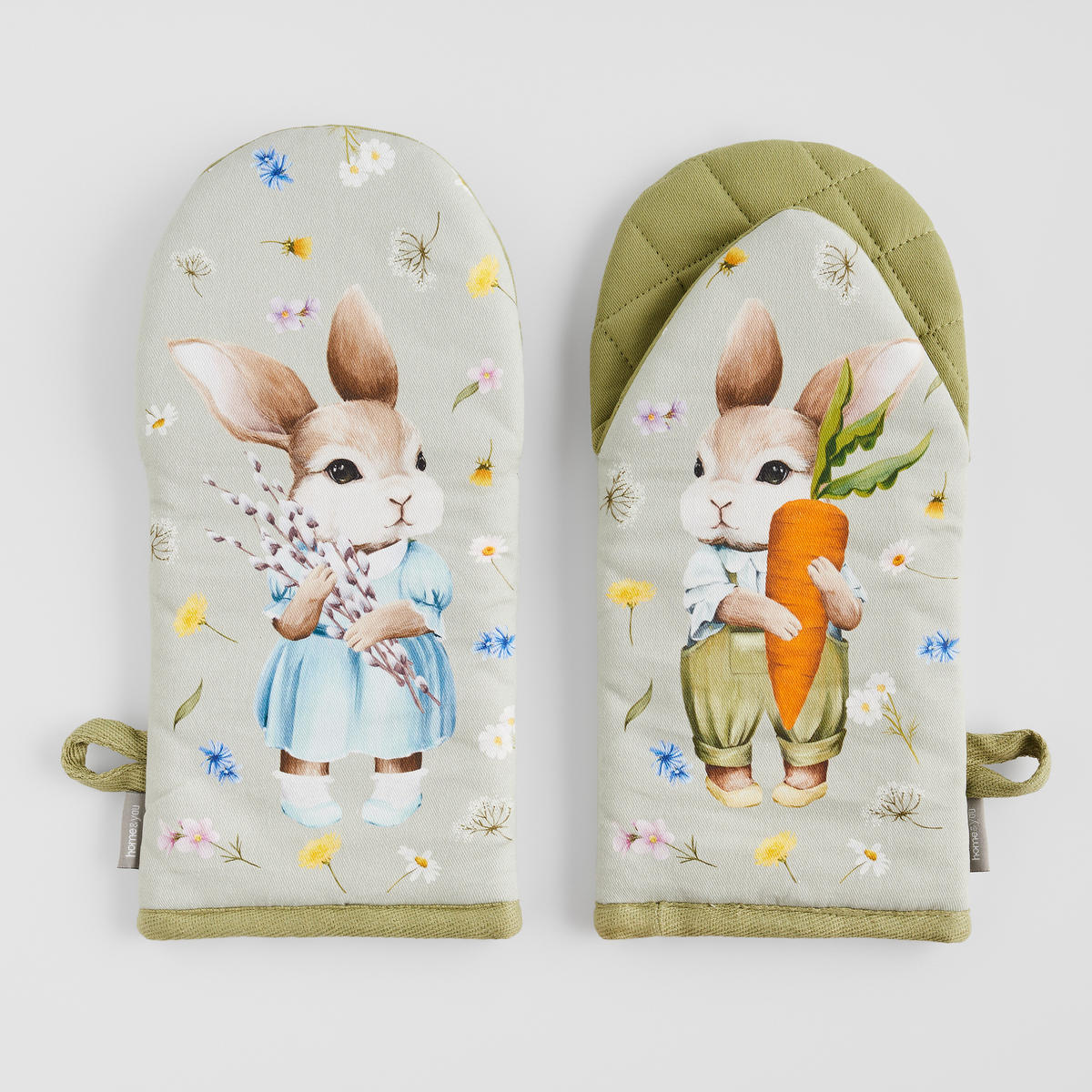 OFENHANDSCHUH 2er Set Emi - Hellgrün, Textil (14/30cm) - home&you