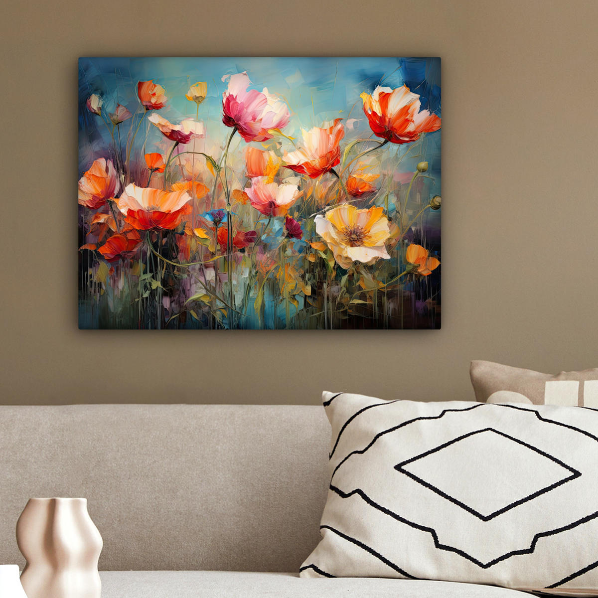 LEINWANDBILD Blumen - Aquarell - Kunst - Botanisch - Natur 40x30 cm - Orange, Textil (40/30cm) - MuchoWow