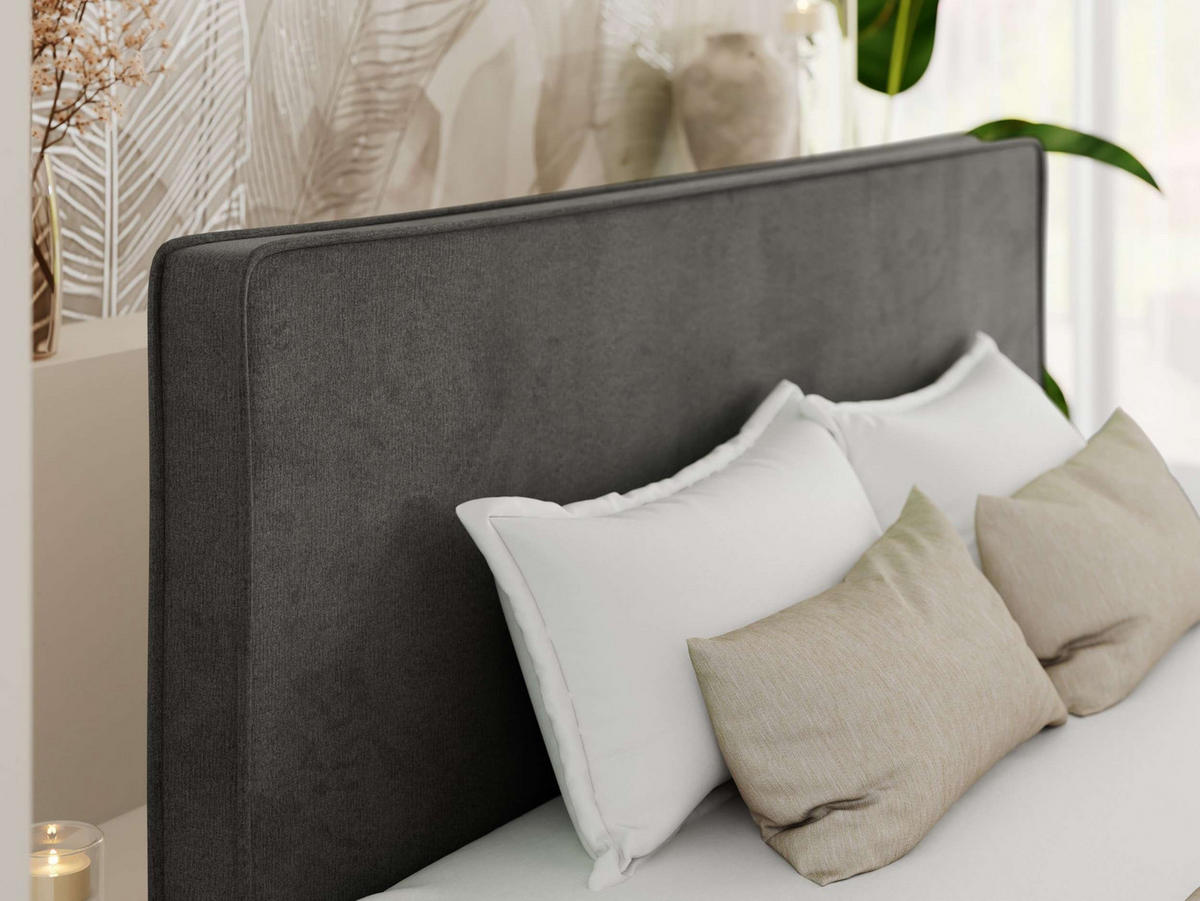 ČALÚNENÁ POSTEĽ LUMARO CLASSIC 160/200 - Tmavosivá Samet - Matrac Foam - jadrový buk/tmavosivá, drevo/textil (160/200cm) - MKS